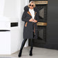 Women's 2-in-1 Winter Coat with Inner Warm Fleece Coat Fur Collar Long Padding Jacket in Black