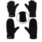 Black Fingerless Gloves with Flap Wool Blend for Typing, Biker, Driving