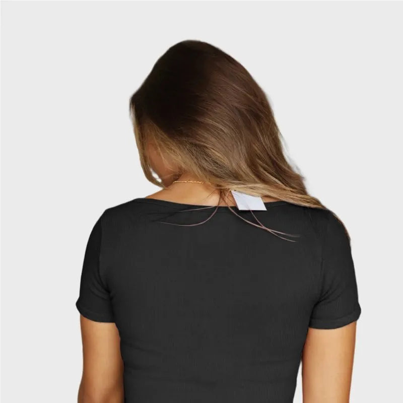 Black Crop Top Short Sleeve for Women