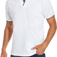 Men's V-neck Collar Polo Shirt Casual Summer Basic Tops in White