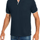 Men's V-neck Collar Polo Shirt Casual Summer Basic Tops in Navy
