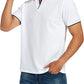 Men's V-neck Collar Polo Shirt Casual Summer Basic Tops in White