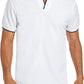 Men's V-neck Collar Polo Shirt Casual Summer Basic Tops in White