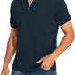 Men's V-neck Collar Polo Shirt Casual Summer Basic Tops in Navy