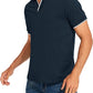 Men's V-neck Collar Polo Shirt Casual Summer Basic Tops in Navy