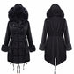 Womens Parka Jacket with Fur Collar Heavyweight Performace Parka in Black
