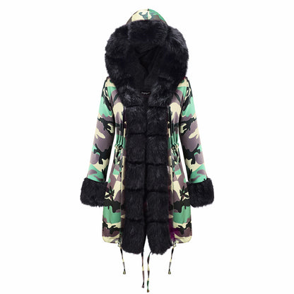Womens Parka Jacket with Fur Collar Heavyweight Performace Parka in Woodland Camo