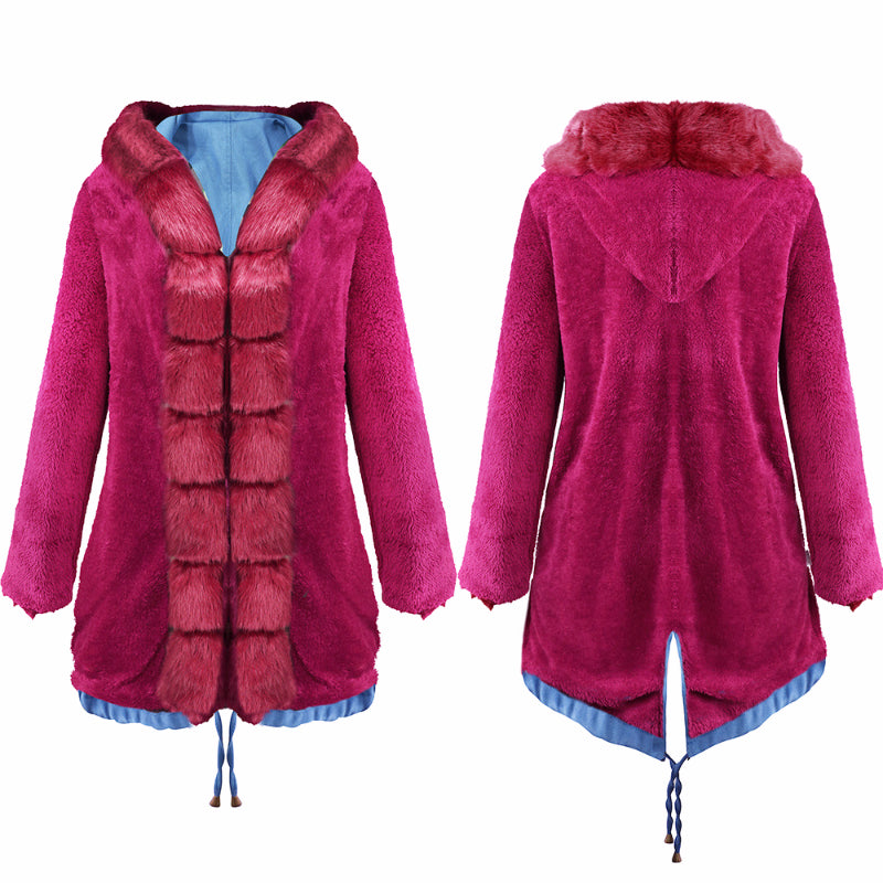 Womens Parka Jacket with Fur Collar Heavyweight Performace Parka in Blue