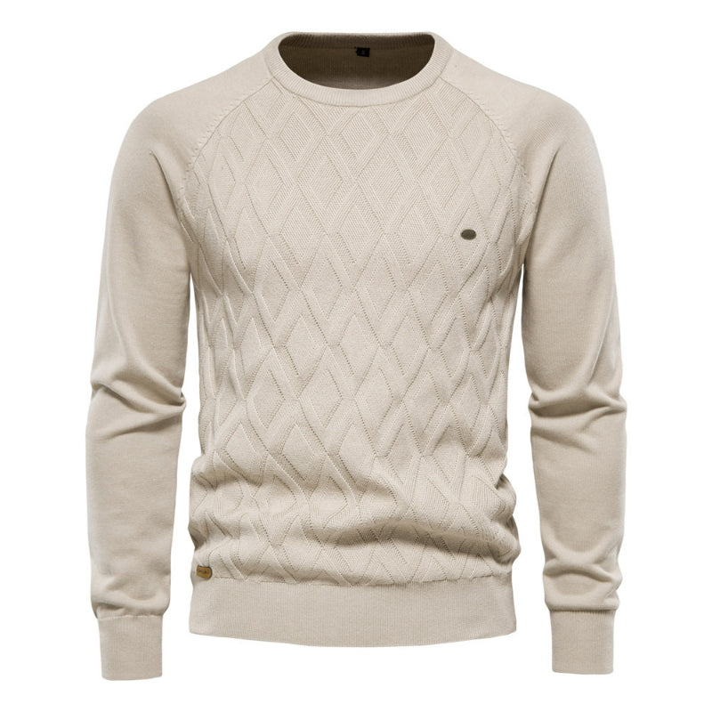 Men's Pullover Long Sleeve Crewneck Knitted Cable