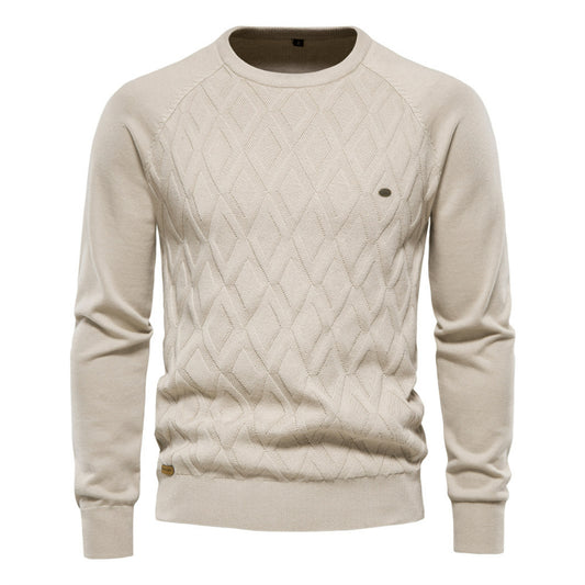 Men's Pullover Long Sleeve Crewneck Knitted Cable