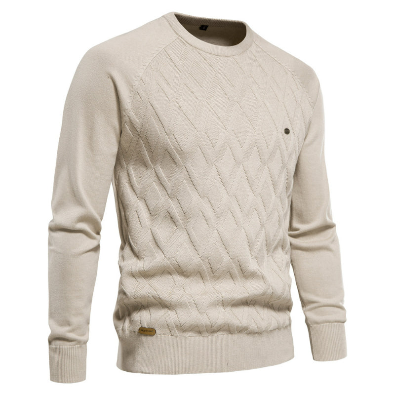 Men's Pullover Long Sleeve Crewneck Knitted Cable