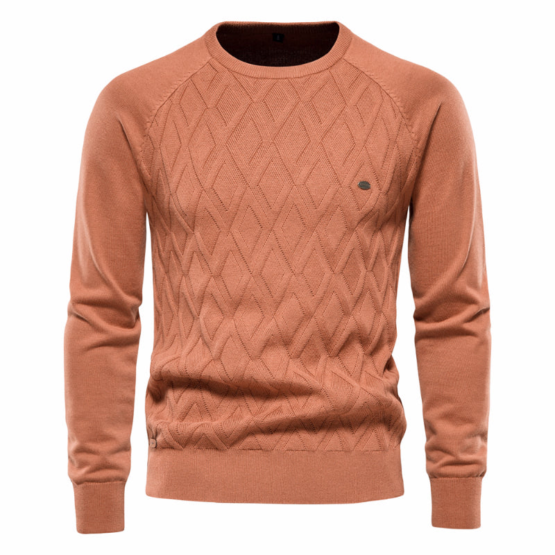 Men's Pullover Long Sleeve Crewneck Knitted Cable