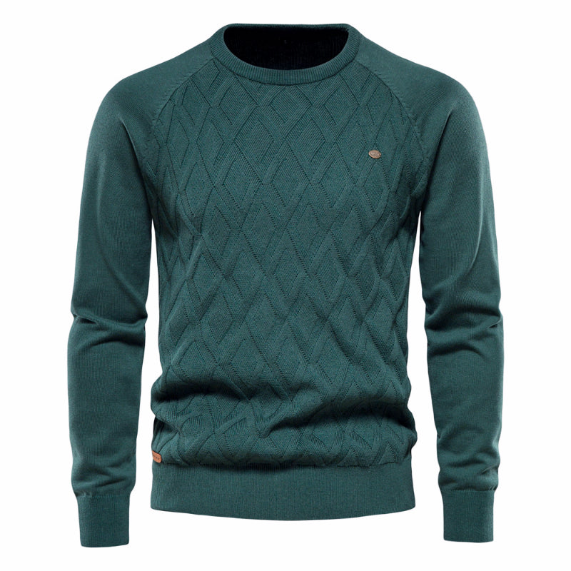 Men's Pullover Long Sleeve Crewneck Knitted Cable