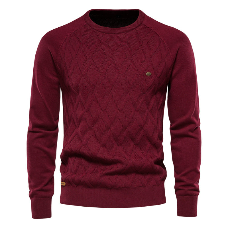 Men's Pullover Long Sleeve Crewneck Knitted Cable