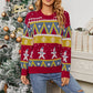 Ugly Christmas Sweater Knit Pullover Snowmen Print Red Sweater