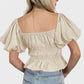 Off The Shoulder Ruffle Crop Top with Puffy Sleeves
