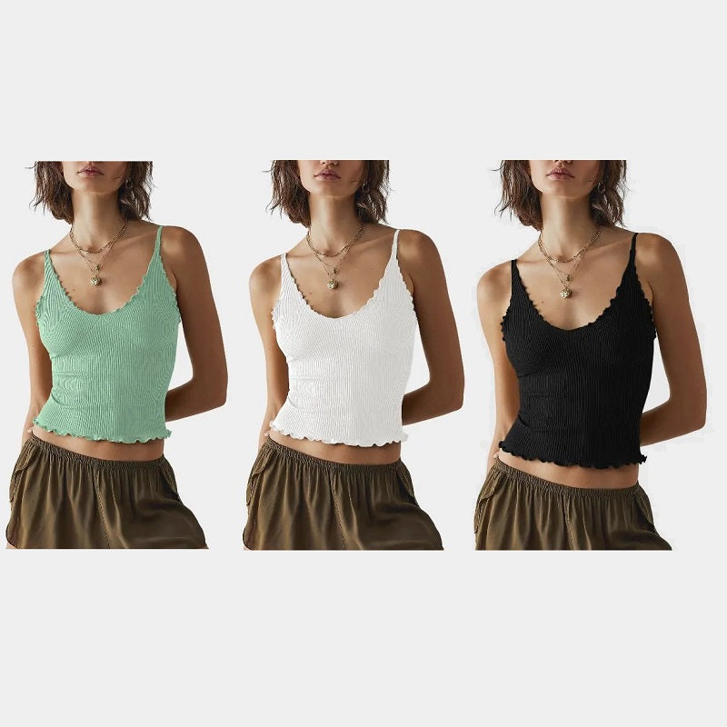 White Spaghetti Strap Crop Top | 3 IN 1