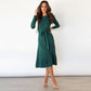 Women's Elegant Cable Knit Dress Crewneck Slim Fit Pullover with Belt Sweater Dress in D.Olive