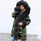 Womens Parka Jacket with Fur Collar Heavyweight Performace Parka in Woodland Camo