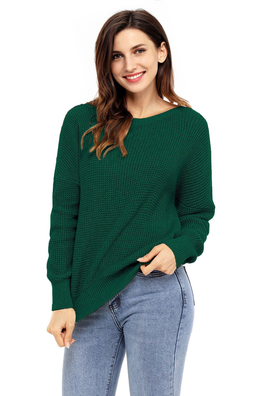 Knit Sweater Backless Sexy Green Sweater