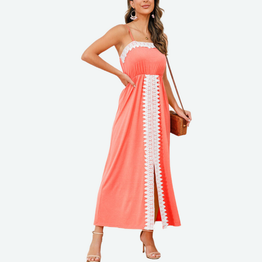 Spaghetti Strap Maxi Dress with Lace