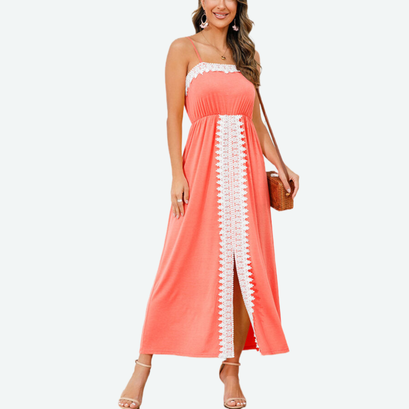 Spaghetti Strap Maxi Dress with Lace