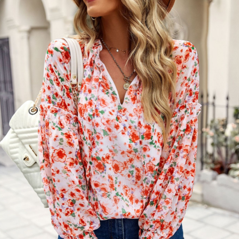 Pink Floral Blouse Long Sleeve
