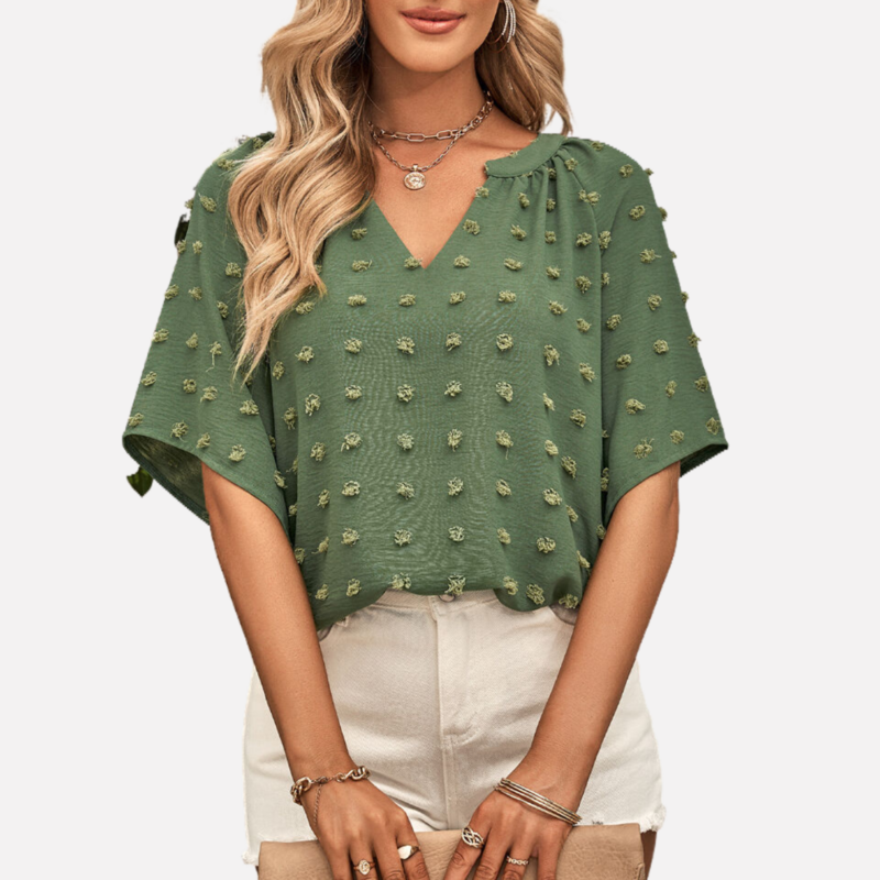 White Chiffon Blouse with Flare Sleeve