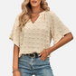 V Neck Shirt Chiffon Blouse Short Sleeve