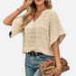 V Neck Shirt Chiffon Blouse Short Sleeve