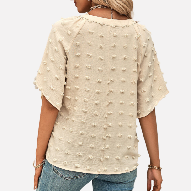 V Neck Shirt Chiffon Blouse Short Sleeve