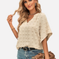 V Neck Shirt Chiffon Blouse Short Sleeve