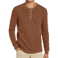 Men's Classi Henley T Shirts Waffle Long Sleeve in Kakhi