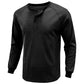 Men's Classi Henley T Shirts Waffle Long Sleeve in Black