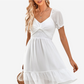 White Bridesmaid Dresses Puffed Short Sleeve