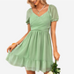 Green Holiday Dresses Puffed Short Sleeve