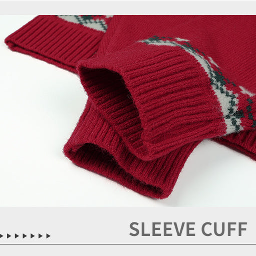 Red Pullover Aztec Print Oversive Ugly Christmas Sweater