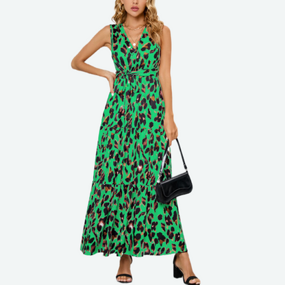 Leopard Maxi Dress with Sleeveless