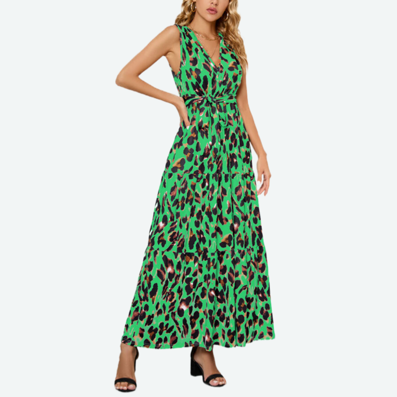 Leopard Maxi Dress with Sleeveless