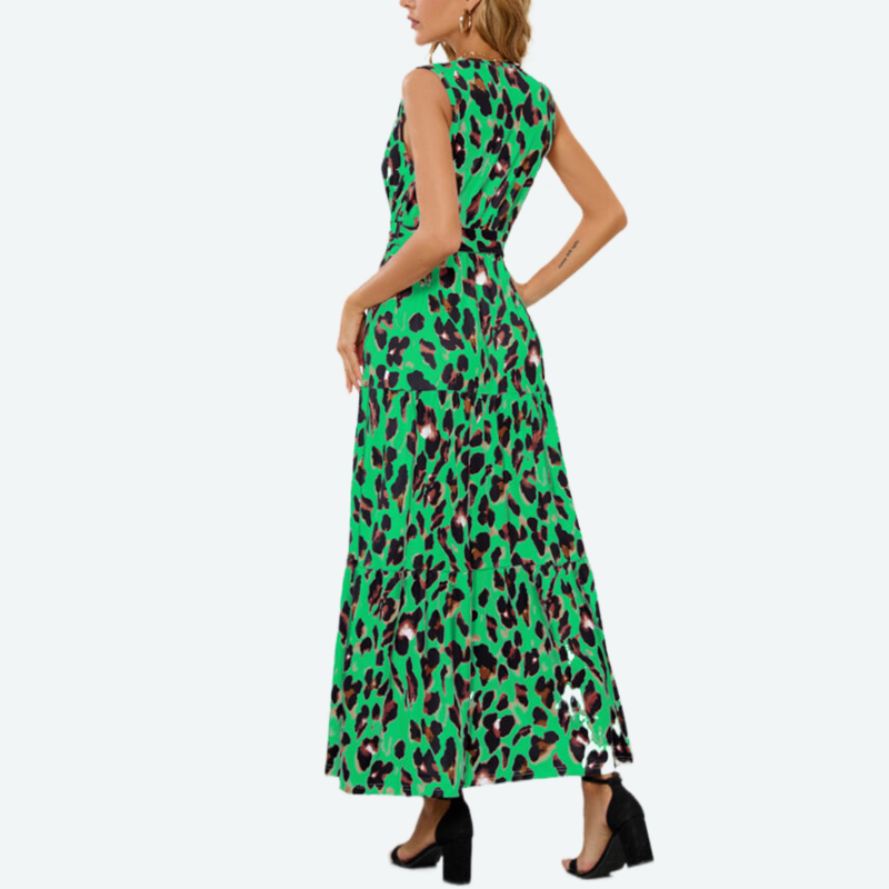 Leopard Maxi Dress with Sleeveless