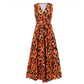 Leopard Print Dress with V Neck Sleeveless
