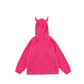 Devil Horn Hoodies Unisex Fleece Oversize Sweatshirt in Pink