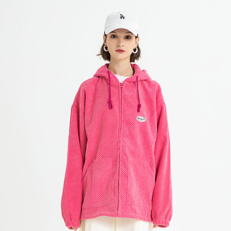 Devil Horn Hoodies Unisex Fleece Oversize Sweatshirt in Pink