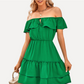 Off Shoulder Green Homecoming Dresses Ruffled