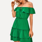 Off Shoulder Green Homecoming Dresses Ruffled