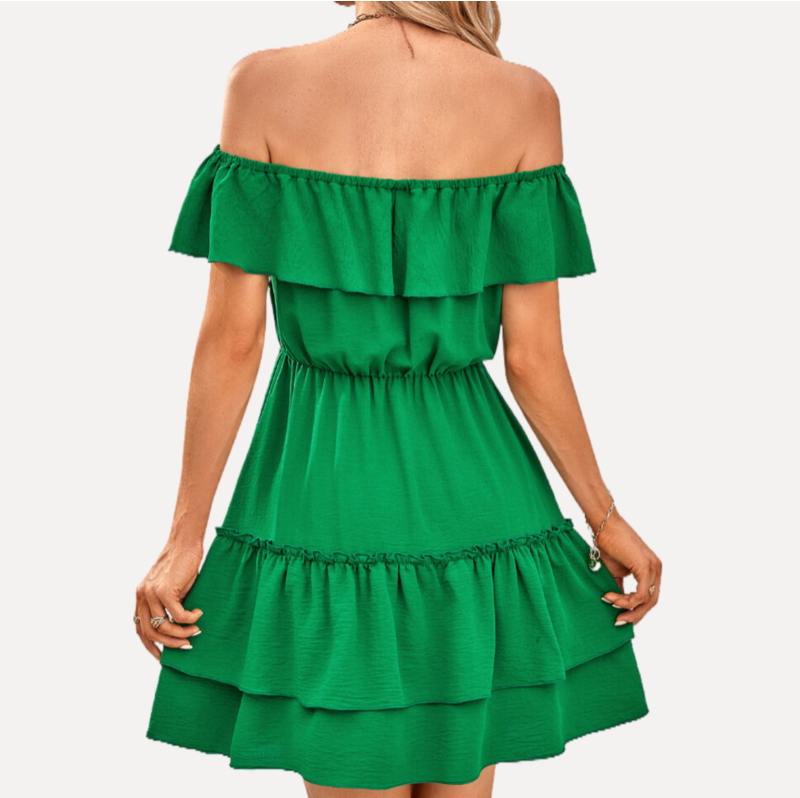 Off Shoulder Green Homecoming Dresses Ruffled