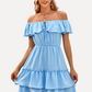 Blue Off The Shoulder Dress