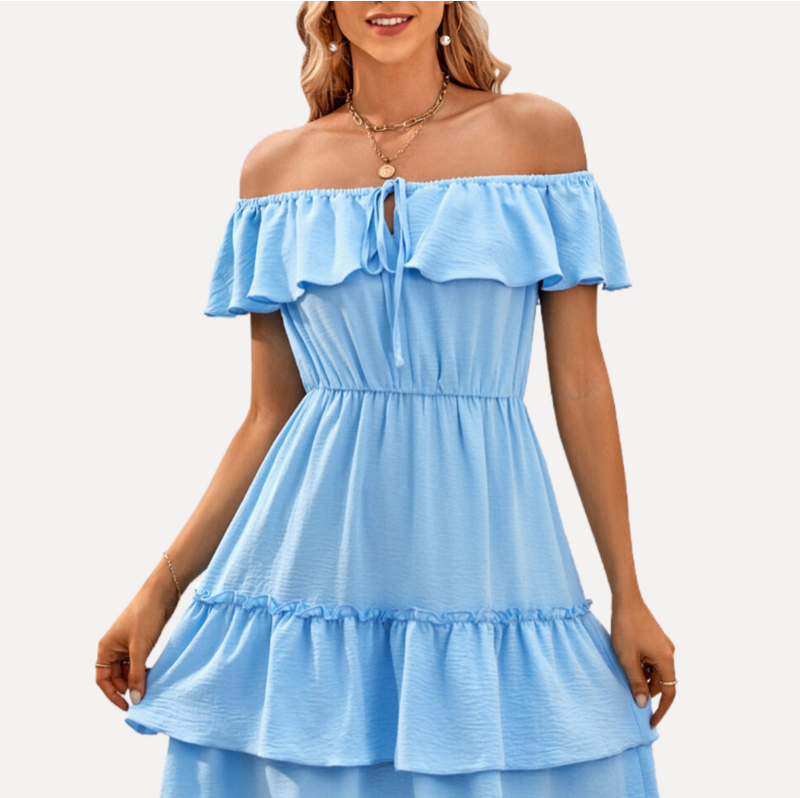 Blue Off The Shoulder Dress