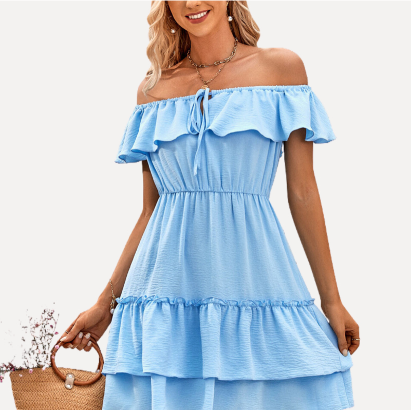 Blue Off The Shoulder Dress