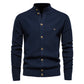 Men's Casual Knit Cardigan Stand Collar Sweater Button Down